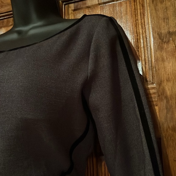 Gray & Black Velvet Detailed Long Sleeve Dress - Picture 8 of 13